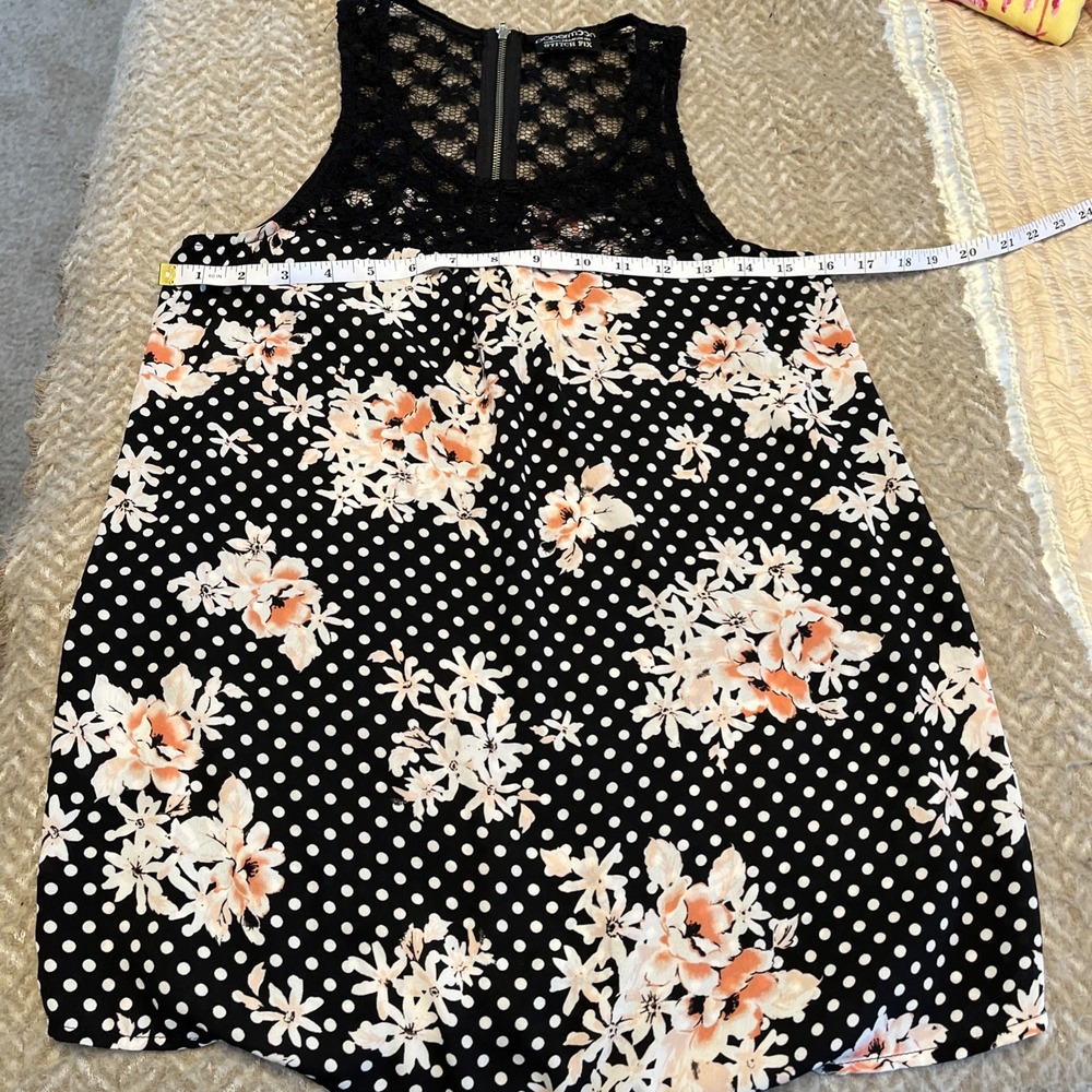 Papermoon Stitch Fix Women Black Floral Polka Dot Lace Sleeveless Tank Top S